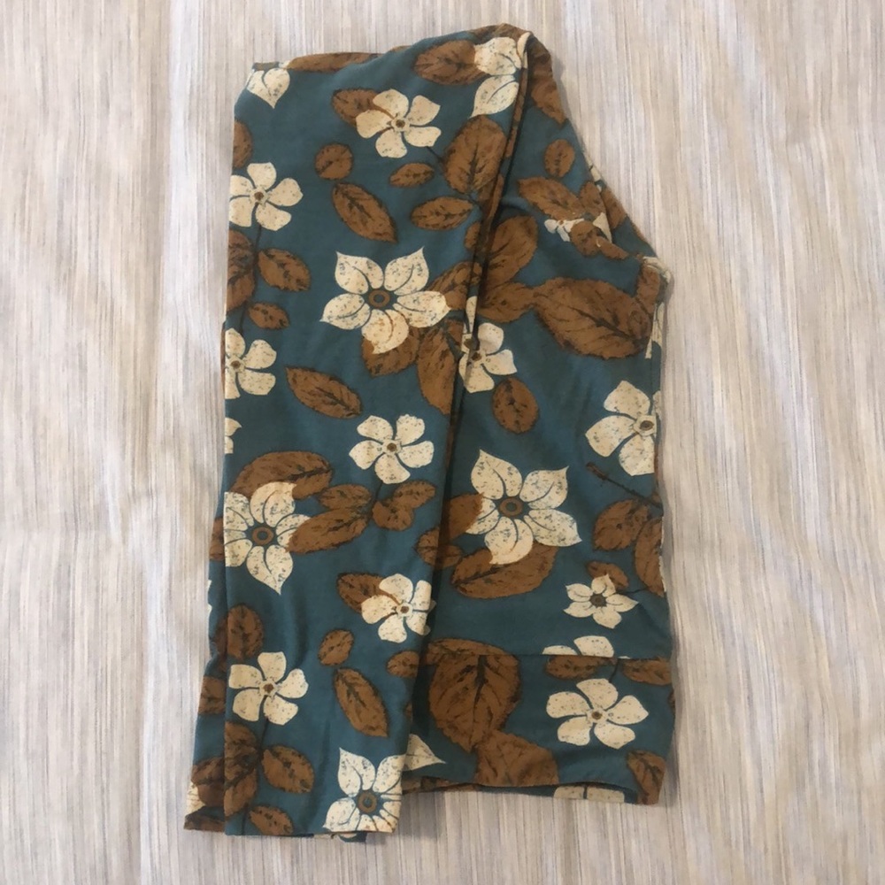 Teal, cream, and brown OS Lularoe leggings